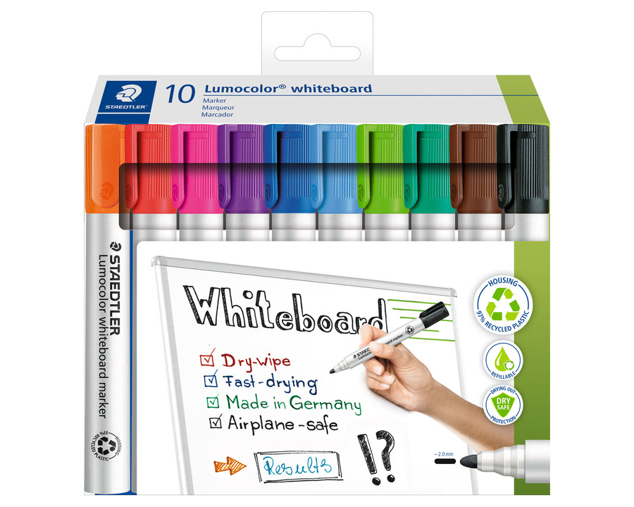 Staedtler Boardmarker "Lumocolor 341" mehrfarbig 2 mm Rundspitze 10St.