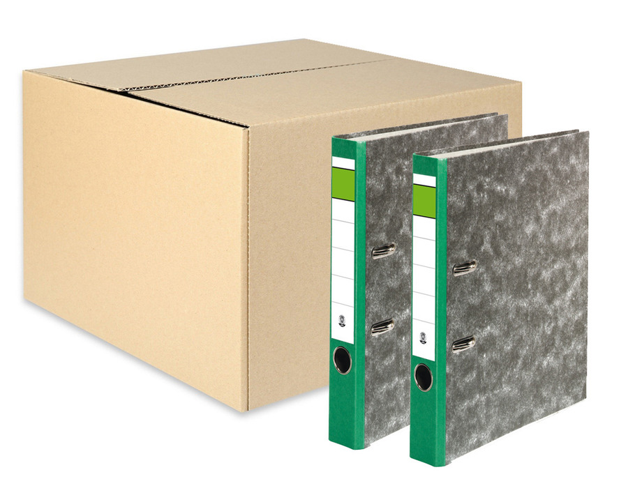 Ordner Wolkenmarmor A4 "Grüner Balken" grün 50 mm 25St.
