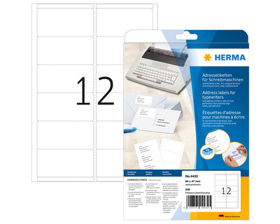 Herma Adress-Etiketten A4 weiß 94 x 47 mm 240Et.