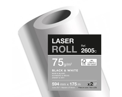 Clairefontaine Rollen-Plotterpapier "Laser Multifunctional" 75g/m² 594 mm (23,3") x 175 m 2St.