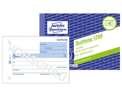 Avery Zweckform Quittung A6, mit MwSt. 100 Blatt