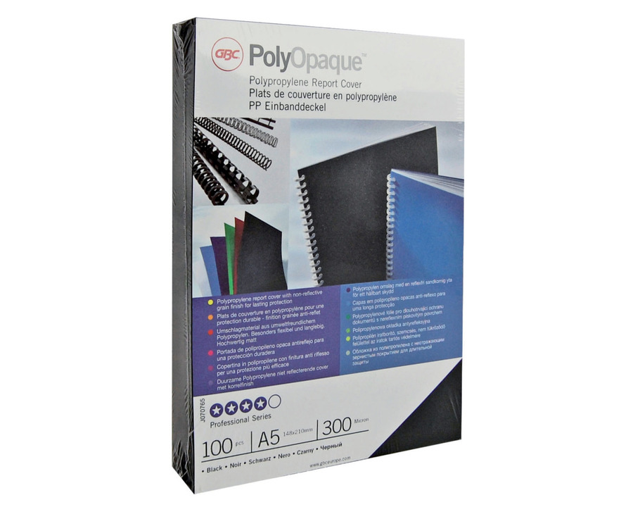 GBC Deckblätter A4 "PolyOpaque", PP weiß 300 my 100St.