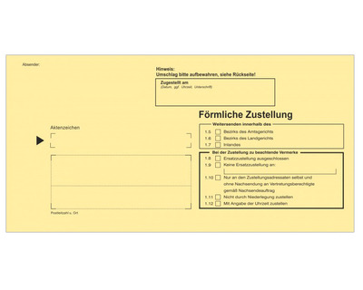Brief & Siegel Zustellungsumschlag DL+, nassklebend, ohne Fenster gelb 115 x 225 mm 100St.