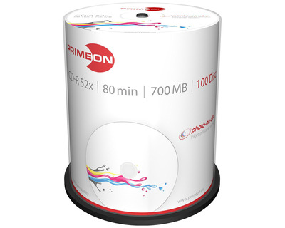 Primeon CD-R, bedruckbar 700MB Spindel 100St.