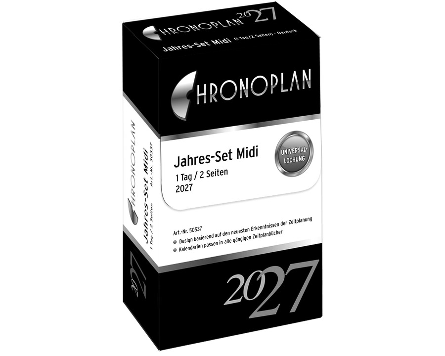 Chronoplan Kalendarium 2027 "Jahres-Set Midi" 96 x 172 mm 2 Seiten = 1 Tag