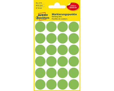 Avery Zweckform Markierungspunkte leuchtgrün Ø18mm 96Et.