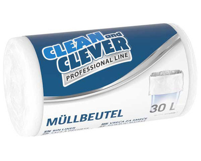 Clean & Clever Müllbeutel "Professional PRO73", 16µ weiß 30 Liter 50St.