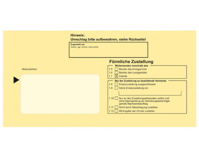 Brief & Siegel Zustellungsumschlag DL, haftklebend, mit Fenster, Kreuz Inland gelb 111 x 224 mm 100St.