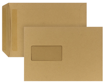 Versandtasche C5, mit Fenster, selbstklebend braun 90g/m² 500St.