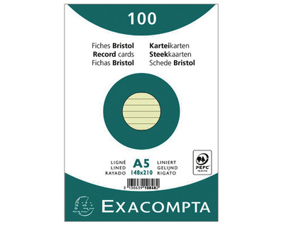 Exacompta Karteikarten A5 grün liniert 100St.