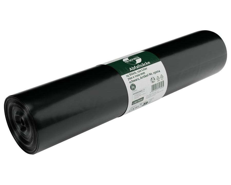 Deiss Müllbeutel "Re:Source" 40µ schwarz 120 Liter 25St.