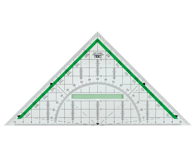 Möbius+Ruppert Zeichendreieck "Green Line", mit Griff transparent 23 cm