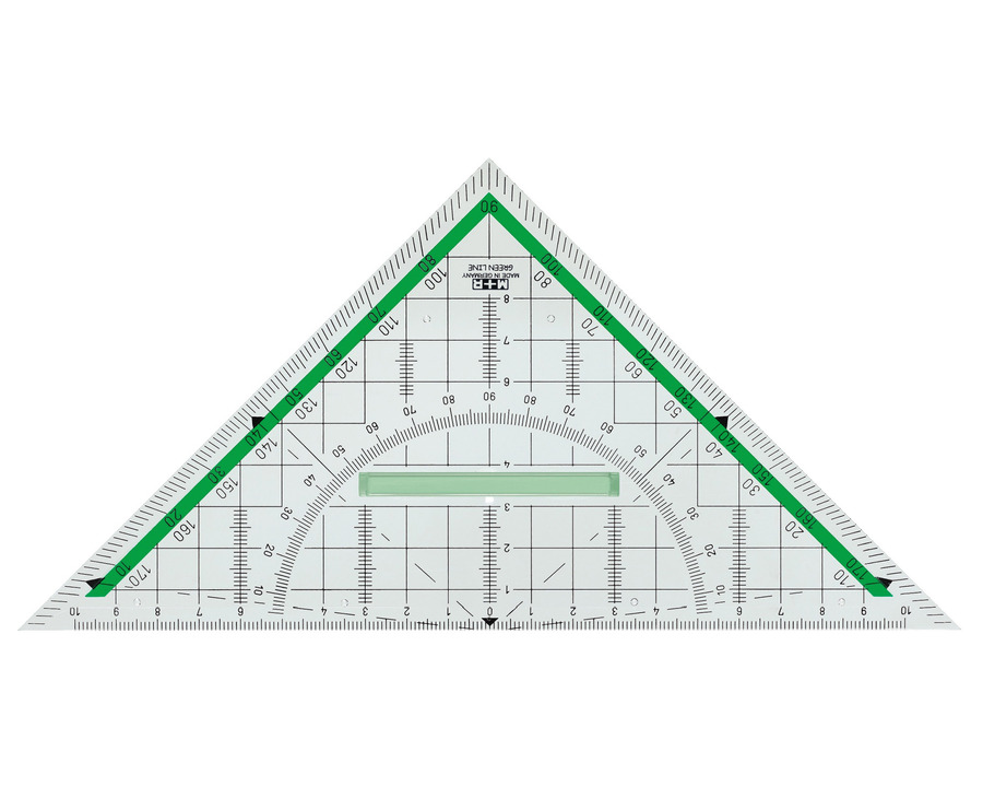 Möbius+Ruppert Zeichendreieck "Green Line", mit Griff transparent 23 cm