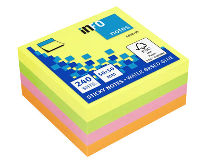 Info Haftnotiz-Würfel "Sticky Notes", BrilliantMix mehrfarbig 50 x 50 mm 240Bl.