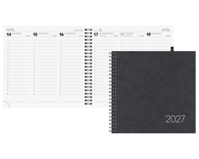 Brunnen Quadratkalender 2027, Wire-O-Bindung schwarz 2 Seiten = 1 Woche