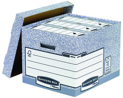 Bankers Box Archivschachtel "System", mit Deckel grau/weiß 335 x 292 x 404 mm