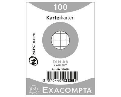 Exacompta Karteikarten A8 weiß kariert 100St.