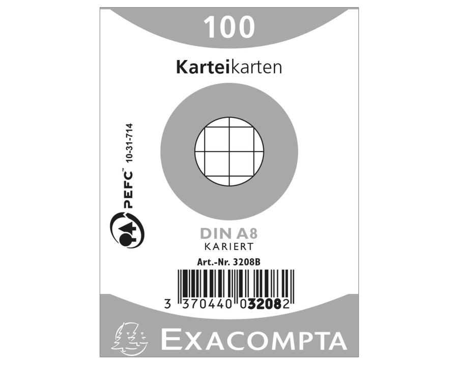 Exacompta Karteikarten A8 weiß kariert 100St.