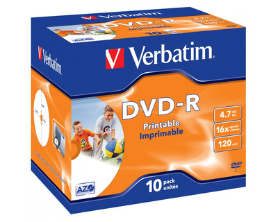 Verbatim DVD-R, bedruckbar 4,7GB Jewel Case 10St.