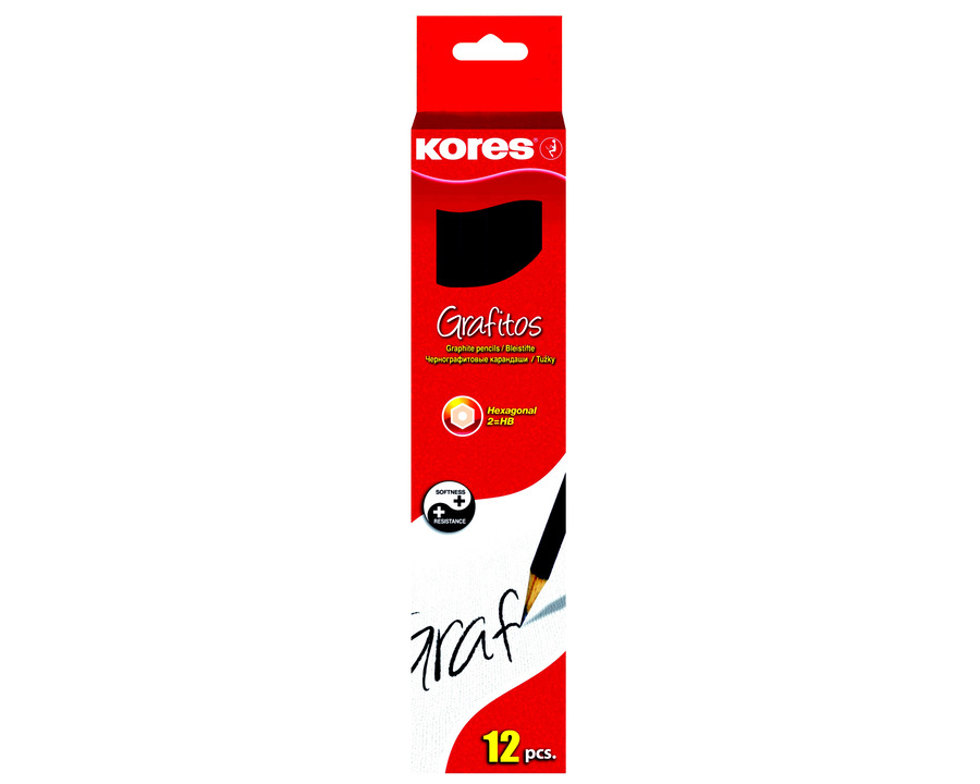 Kores Bleistift "Grafitos", mit Radierer HB 3,0 mm 12St.