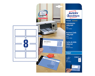 Avery Zweckform Visitenkarten "Premium", 260 g/m² weiß matt Inkjet 80St.