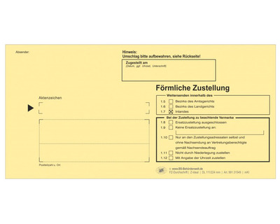 Brief & Siegel Zustellungsumschlag DL+, nassklebend, ohne Fenster, Kreuz Inland gelb 111 x 224 mm 100St.