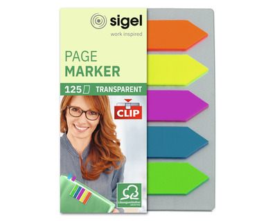 Sigel Haftmarker "Page Marker" mit Clip mehrfarbig 12 x 50 mm 5x25Bl.
