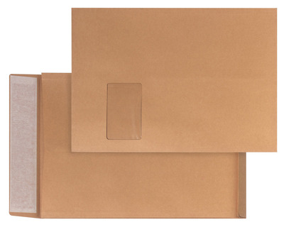 Faltentasche C4, mit Fenster, 20mm Klotzboden braun 120g/m² 10St.