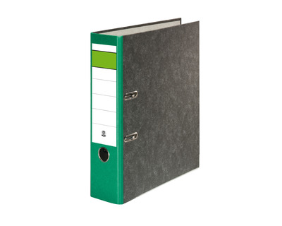 Ordner Wolkenmarmor A4 "Grüner Balken" grün 80 mm
