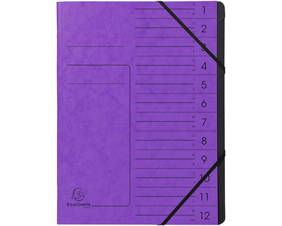 Exacompta Ordnungsmappe A4 "Colorspan" violett 12 Fächer