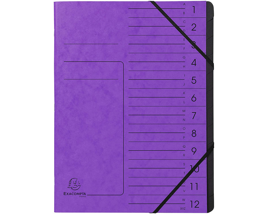 Exacompta Ordnungsmappe A4 "Colorspan" violett 12 Fächer