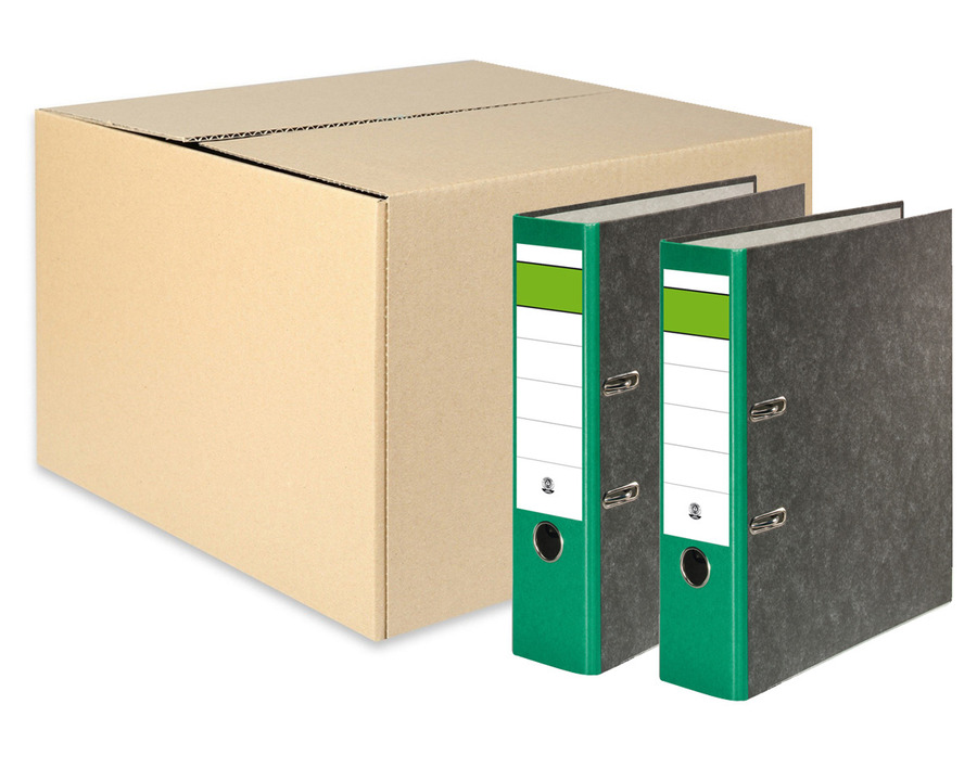 Ordner Wolkenmarmor A4 "Grüner Balken" grün 80 mm 20St.