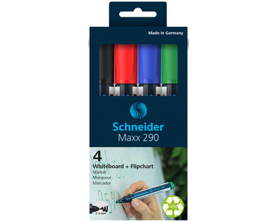Schneider Board- & Flipchartmarker "Maxx 290" mehrfarbig 2-3 mm Rundspitze 4St.