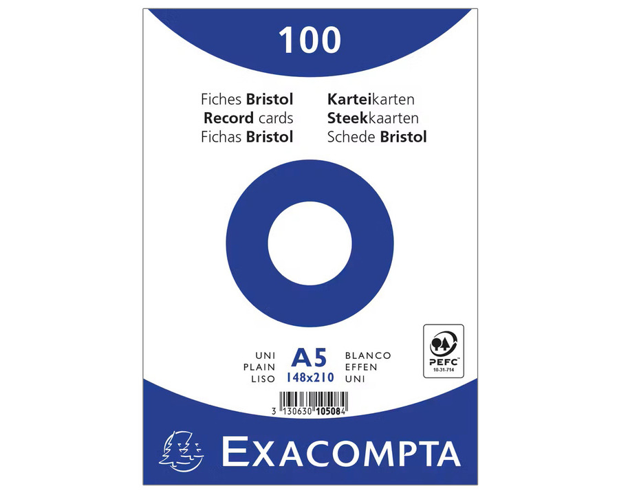 Exacompta Karteikarten A5 weiß blanko 100St.