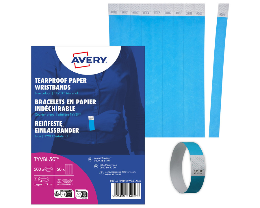 Avery Zweckform Eventbänder neonblau 500St.