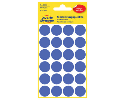 Avery Zweckform Markierungspunkte, ablösbar blau Ø18mm 96Et.