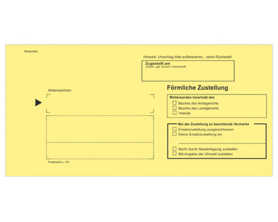 Brief & Siegel Zustellungsumschlag DL, nassklebend, ohne Fenster, gelb 111 x 224 mm 100St.