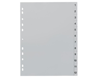 PP-Register A4, 1-12 grau 225 x 297 mm