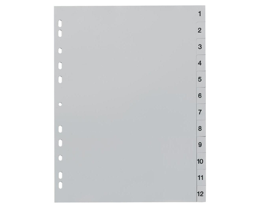 PP-Register A4, 1-12 grau 225 x 297 mm