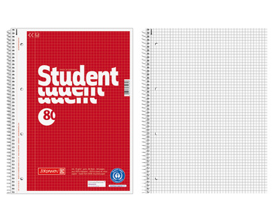 Brunnen Collegeblock A4 "Student", Recyclingpapier kariert (Lineatur 22) 70g/m² 80Bl.