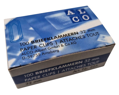 Alco Briefklammern, verzinkt silber 32 mm 100St.
