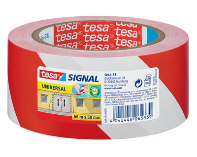 Tesa Signalklebeband "Signal Universal" rot/weiß 50 mm x 66 m