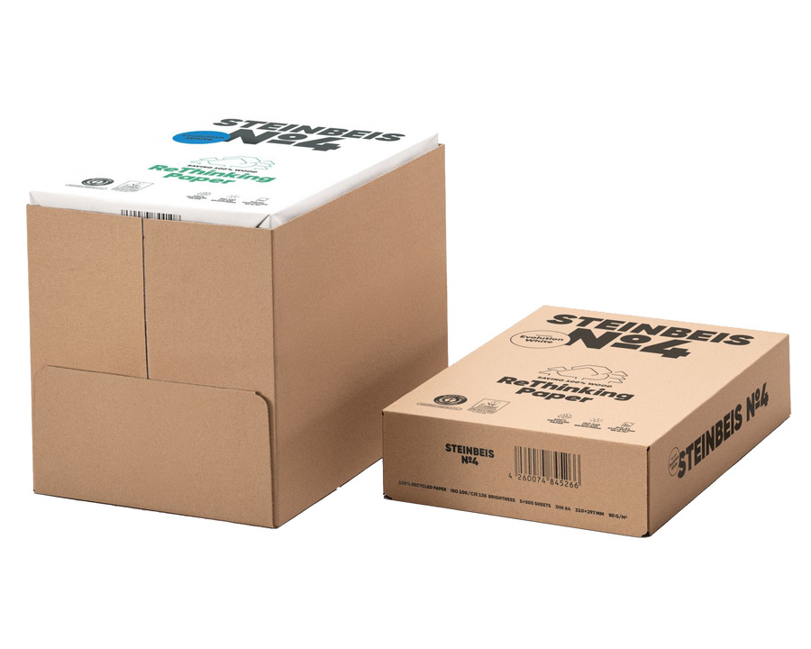 RC-Kopierpapier A4 "Steinbeis No.4" recycling-weiß, ISO 100 / CIE 135 80g/m² 5x500Bl.