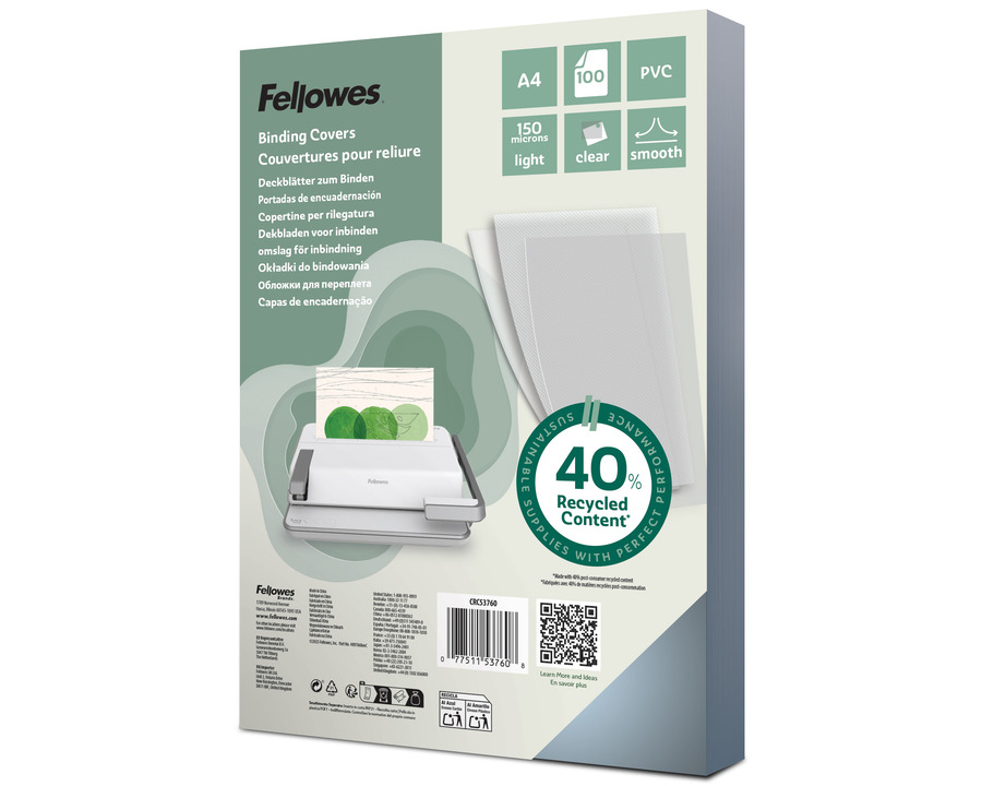 Fellowes Deckblätter A4, PVC transparent 150 my 100St.