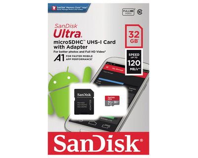 Sandisk Speicherkarte microSDHC "Ultra", mit Adapter 32GB