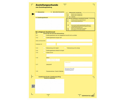 Brief & Siegel Zustellungsurkunde A4, Kreuz Inland, Deutsche Post 100St.