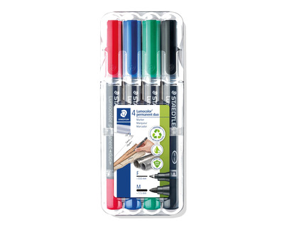 Staedtler Permanentmarker "Lumocolor duo 348" mehrfarbig 0,6 / 1,5 mm Rundspitze 4St.