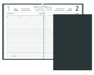 Zettler Buchkalender 2027 "876" schwarz 1 Seite = 1 Tag