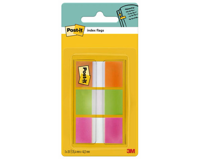 Post-it Haftmarker "Index 680" mehrfarbig 25,4 x 43,2 mm 3x20Bl.