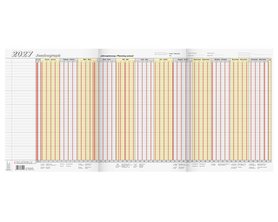 Brunnen Urlaubsplaner 2027 "Jumbograph", für 35 Personen 64,7 x 29,7 cm 1 Seite = 12 Monate